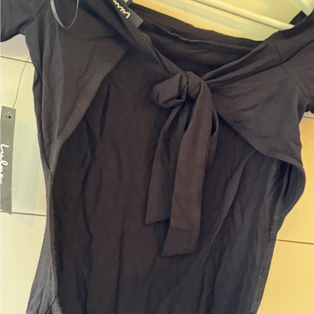 NWT Back Again Black Backless Off-the-Shoulder Bodysuit Size XS - Picture 8 of 11